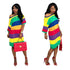Rainbow Striped Short Sleeve Casual Dresses #Short Sleeve #Striped #Rainbow